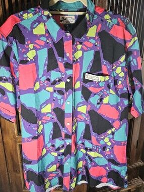 Abstract geometric pattern shirt by Party Shirt International. Size XL.